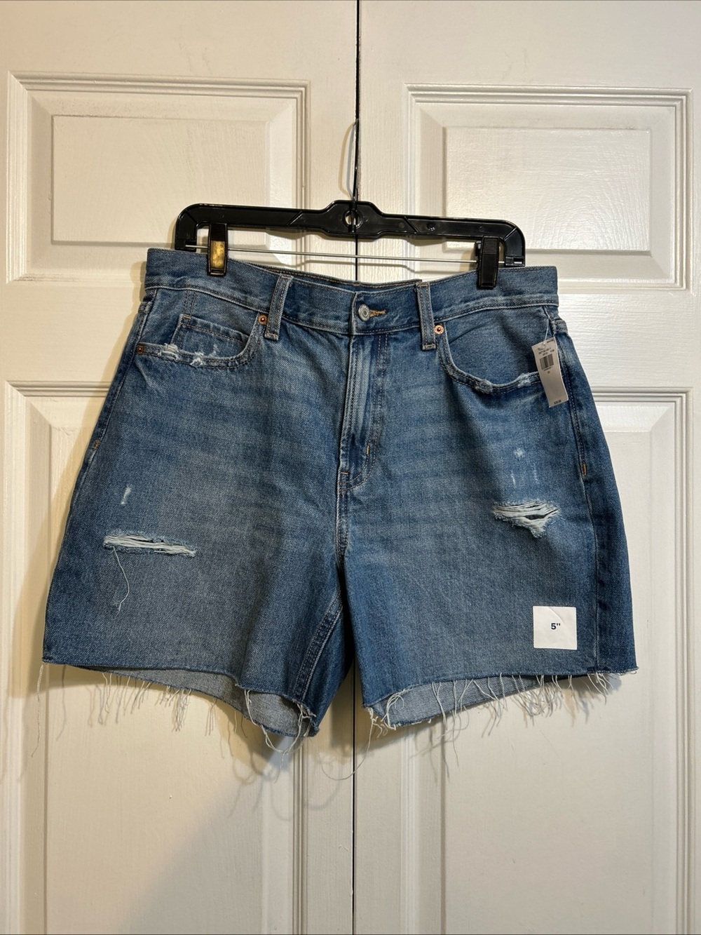 NWT Old Navy Distressed Frayed Hem Denim Shorts Size 10 Blue